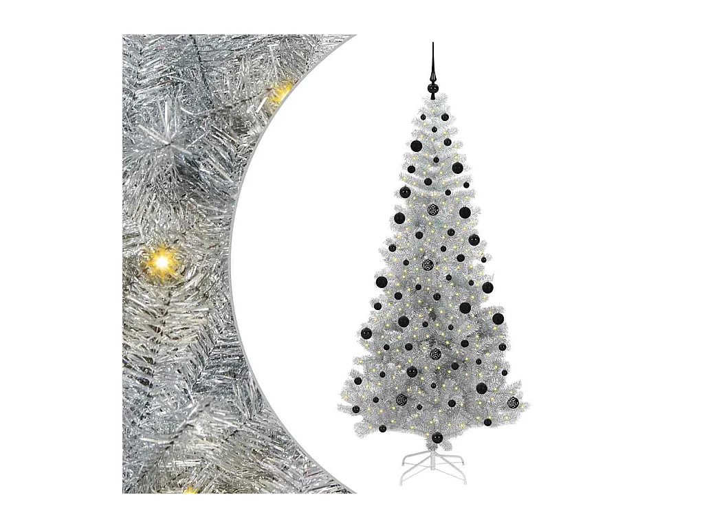 Árvore de Natal com 300 LEDs com suporte Prateado 210 cm PET
