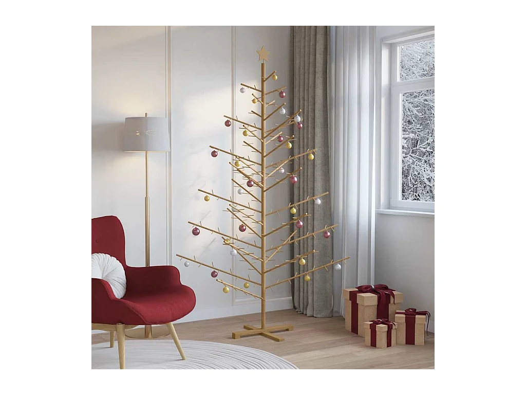 Arbre de Noël en bois Marron 210 cm Bois massif en pin