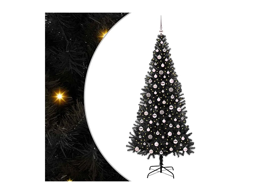 Sapin de Noël avec 300 LED avec support Noir 240 cm PVC