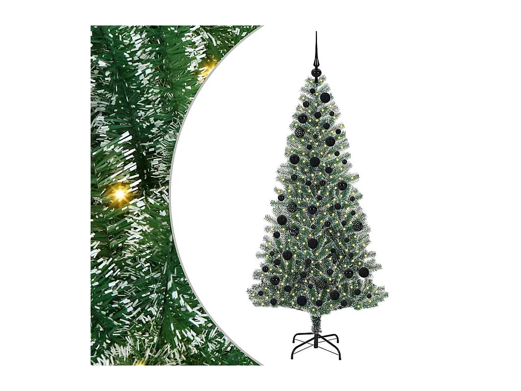 Árbol de Navidad Artificial Nevado con Luz LED Verde y 180 cm