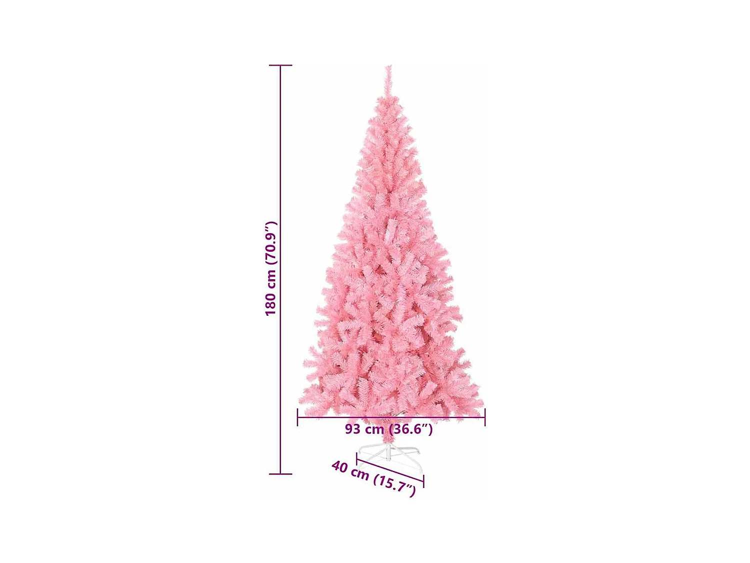 Sapin de Noël avec 300 LED avec support Rose 180 cm PVC