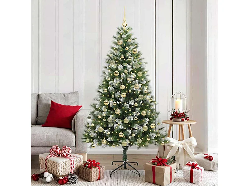 Kunstmatige scharnierende Kerstboom met gevlochten sneeuw