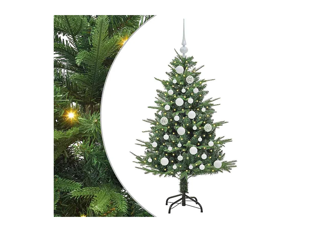 Sapin de Noël artificiel pré-éclairé avec set de boules Vert
