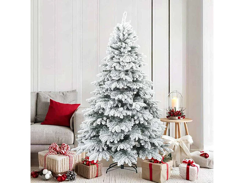 Arbre de Noël Artificiel Moderne à Charnières Flocké avec Neige