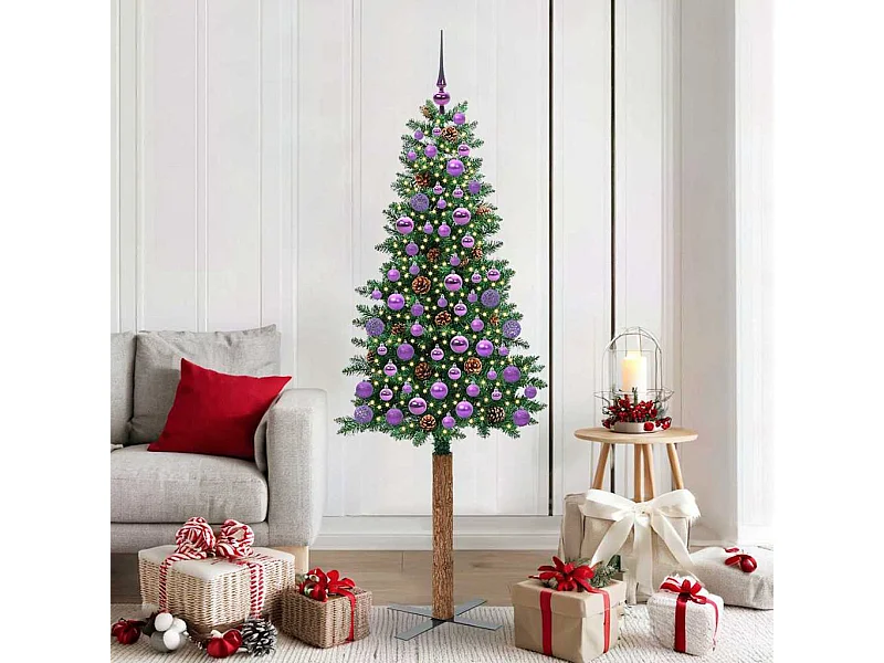 Slanke Kerstboom Groen 180 cm PVC en massief dennenhout