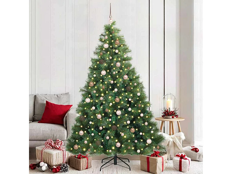 Sapin de Noël artificiel avec 300 LED Vert 210 cm PE et PVC
