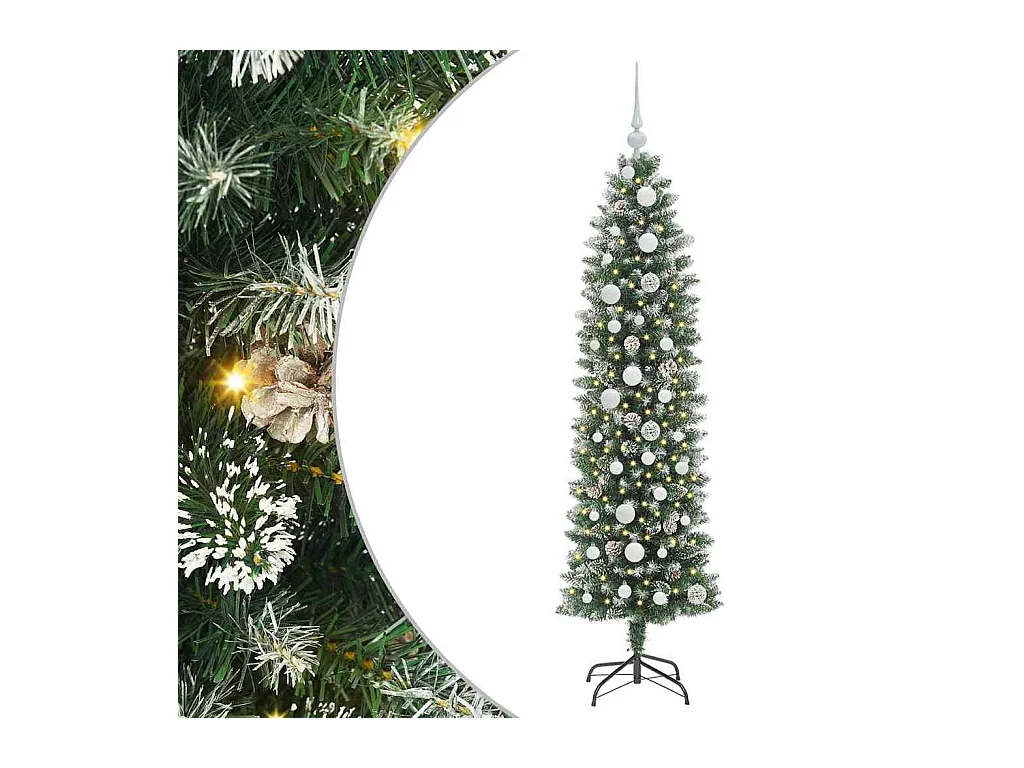 Árbol Navideño Artificial Delgado con 150 LED verde y 150 cm
