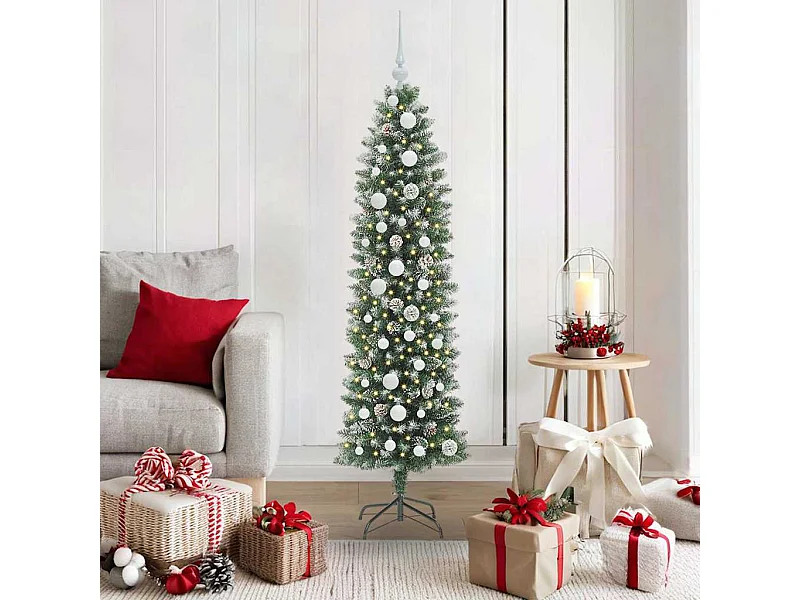 Árbol Navideño Artificial Delgado con 150 LED verde y 150 cm