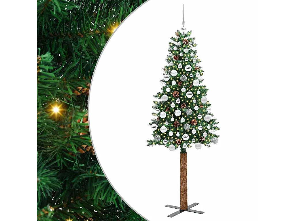 Slanke Kerstboom Groen 180 cm PVC en massief dennenhout