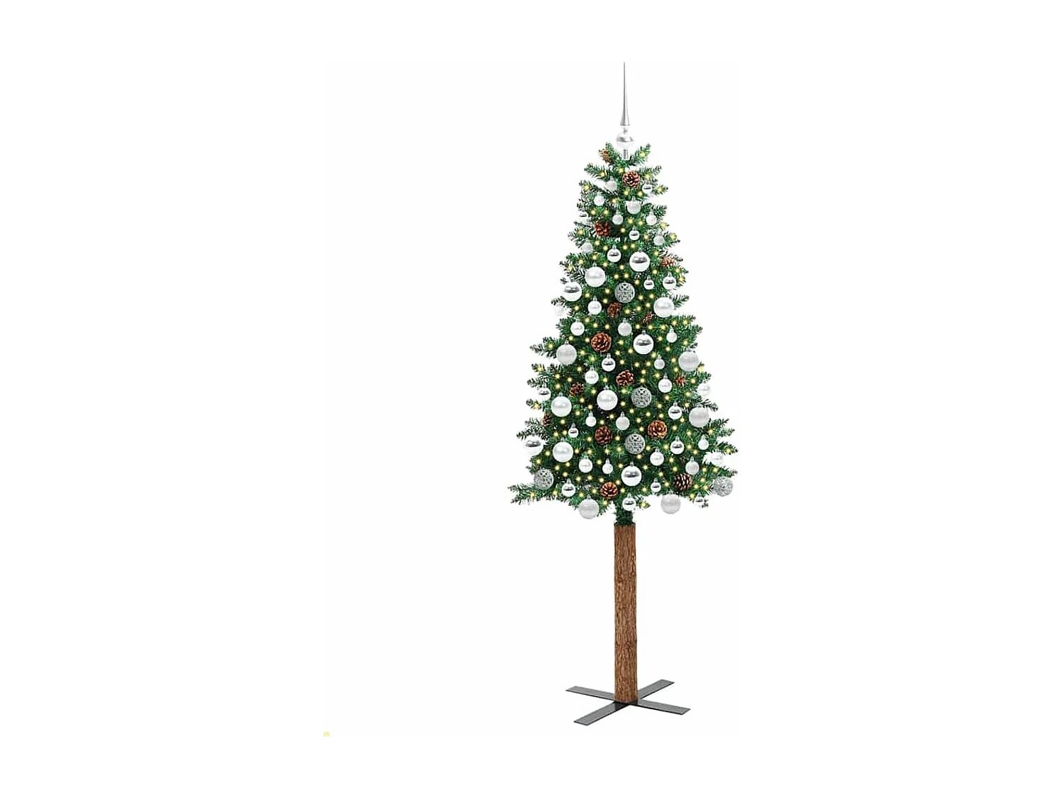 Slanke Kerstboom Groen 180 cm PVC en massief dennenhout