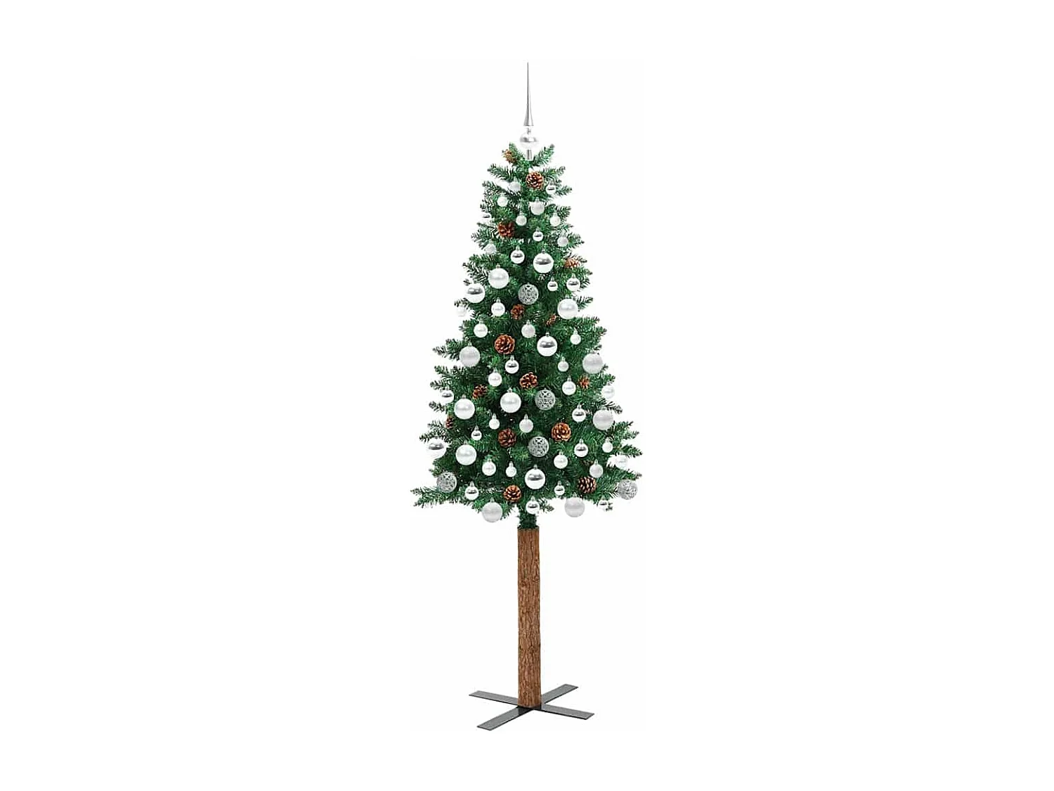 Slanke Kerstboom Groen 180 cm PVC en massief dennenhout