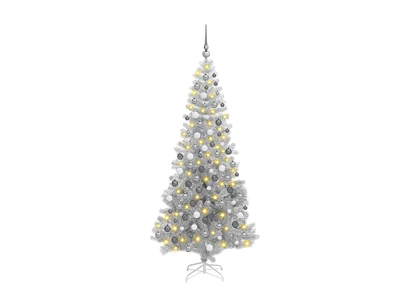 Árbol de Navidad con 300 LED con soporte Plateado 180 cm PET