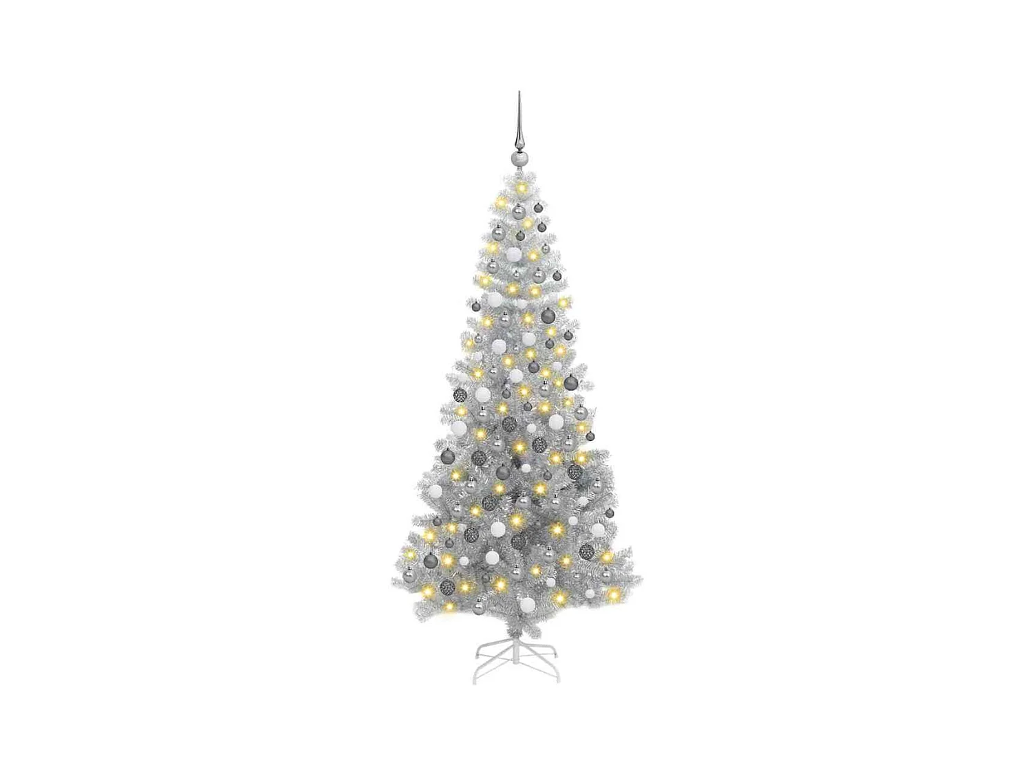 Sapin de Noël avec 300 LED avec support Argent 180 cm PET