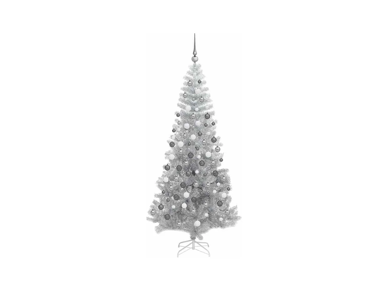 Sapin de Noël avec 300 LED avec support Argent 180 cm PET