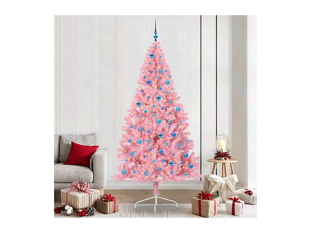 Sapin de Noël artificiel pré-éclairé Rose 240 cm PVC