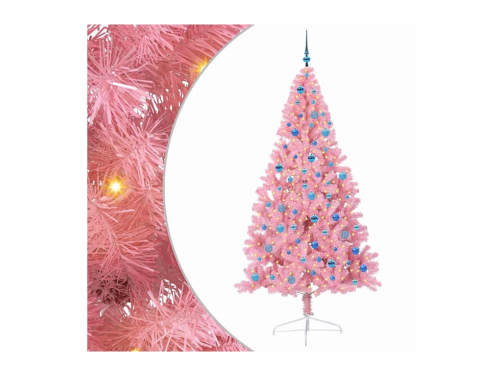 Sapin de Noël artificiel pré-éclairé Rose 240 cm PVC
