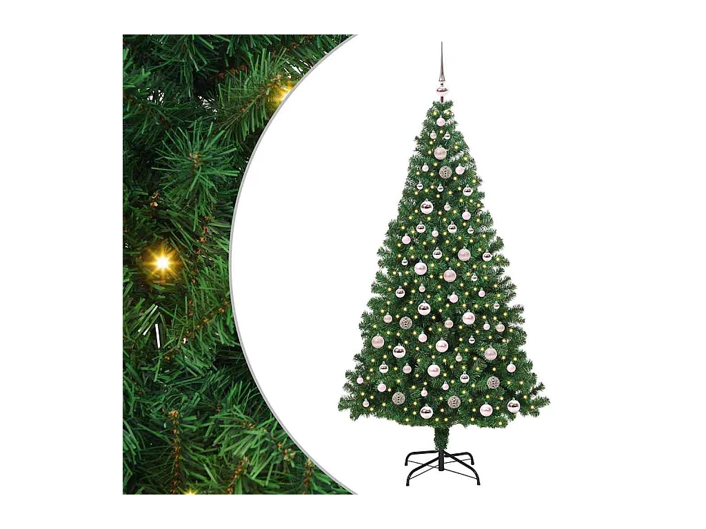 Árvore de Natal Artificial Verde 210 cm PVC, Aço e Plástico