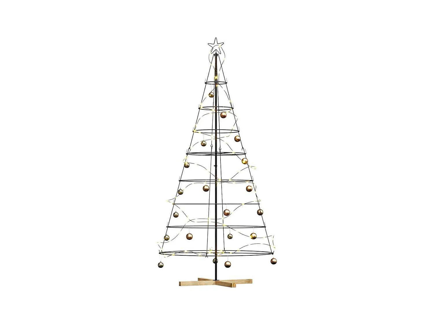 Árvore de Cone de Natal com suporte Preto 210 cm Aço