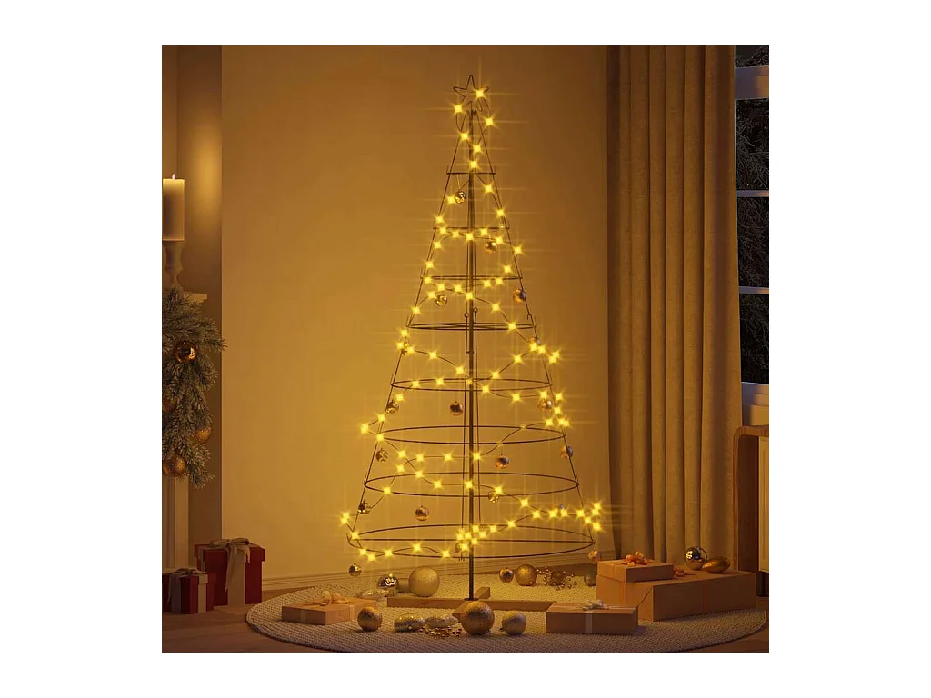 Árvore de Cone de Natal com suporte Preto 210 cm Aço