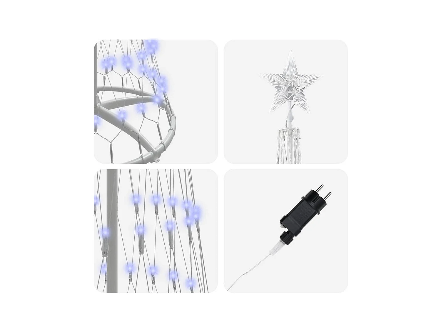 Árbol de Navidad LED con 290 LED Azul 70 x 70 x 250 cm Metal