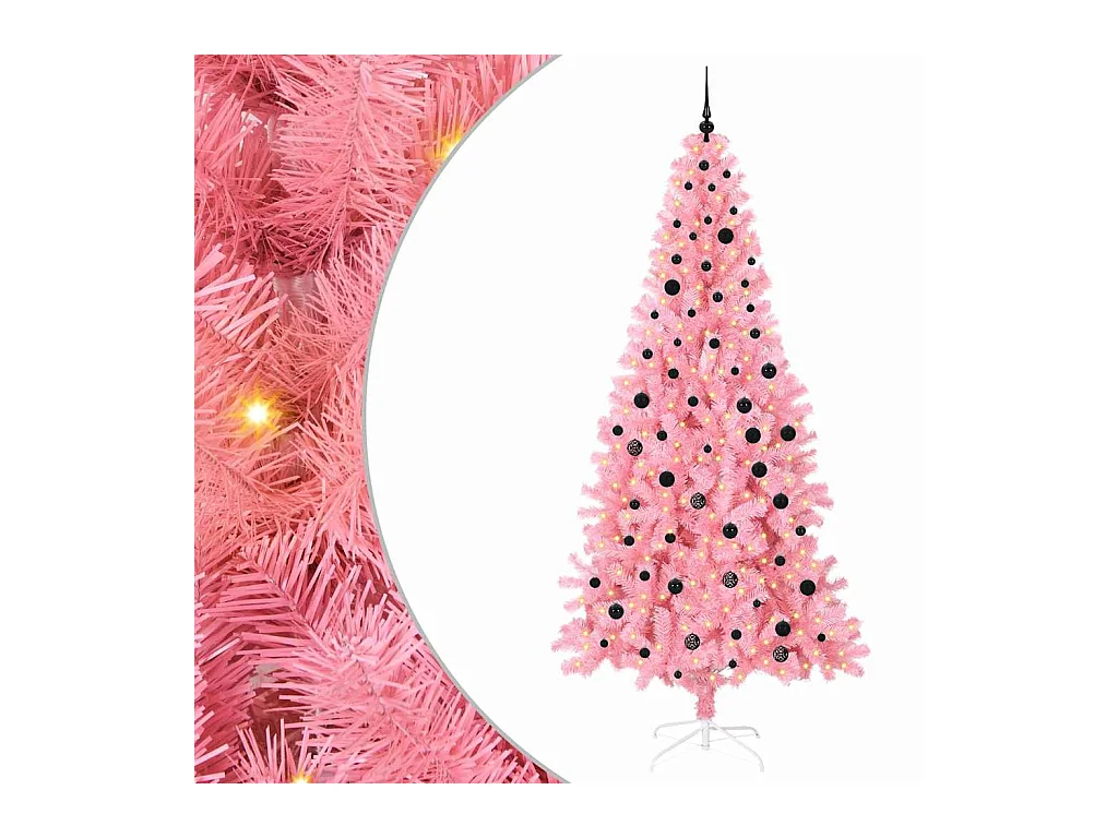 Sapin de Noël avec 300 LED avec support Rose 240 cm PVC