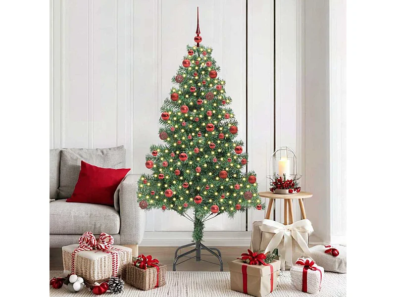 Sapin de Noël avec 300 LED avec support Vert 180 cm PVC