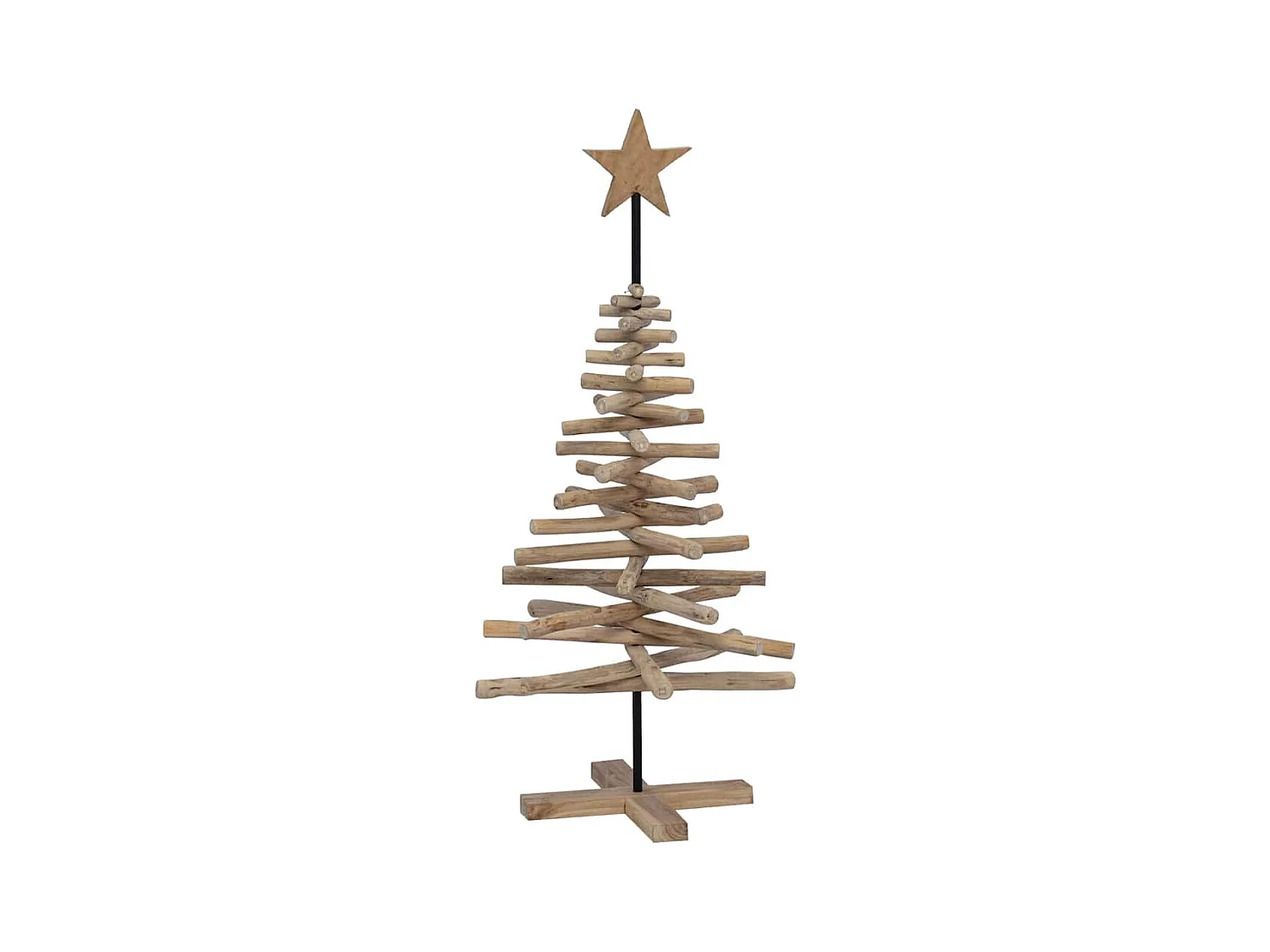 Sapin de Noël avec support Marron 120 cm Bois de teck solide