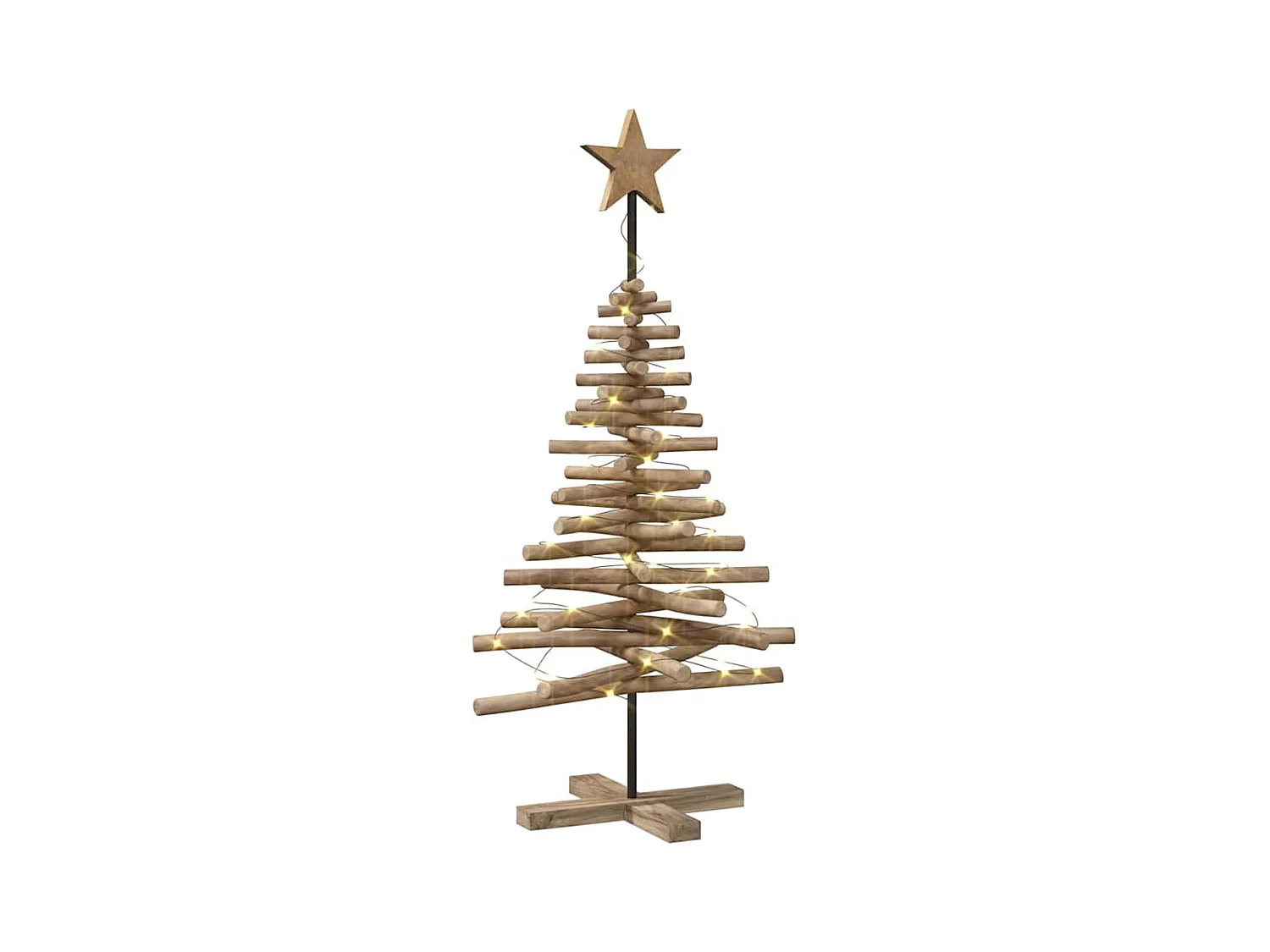 Sapin de Noël avec support Marron 120 cm Bois de teck solide