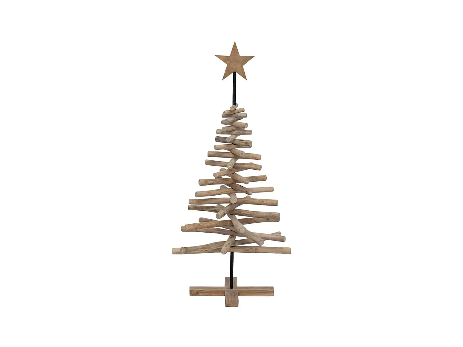 Sapin de Noël avec support Marron 120 cm Bois de teck solide