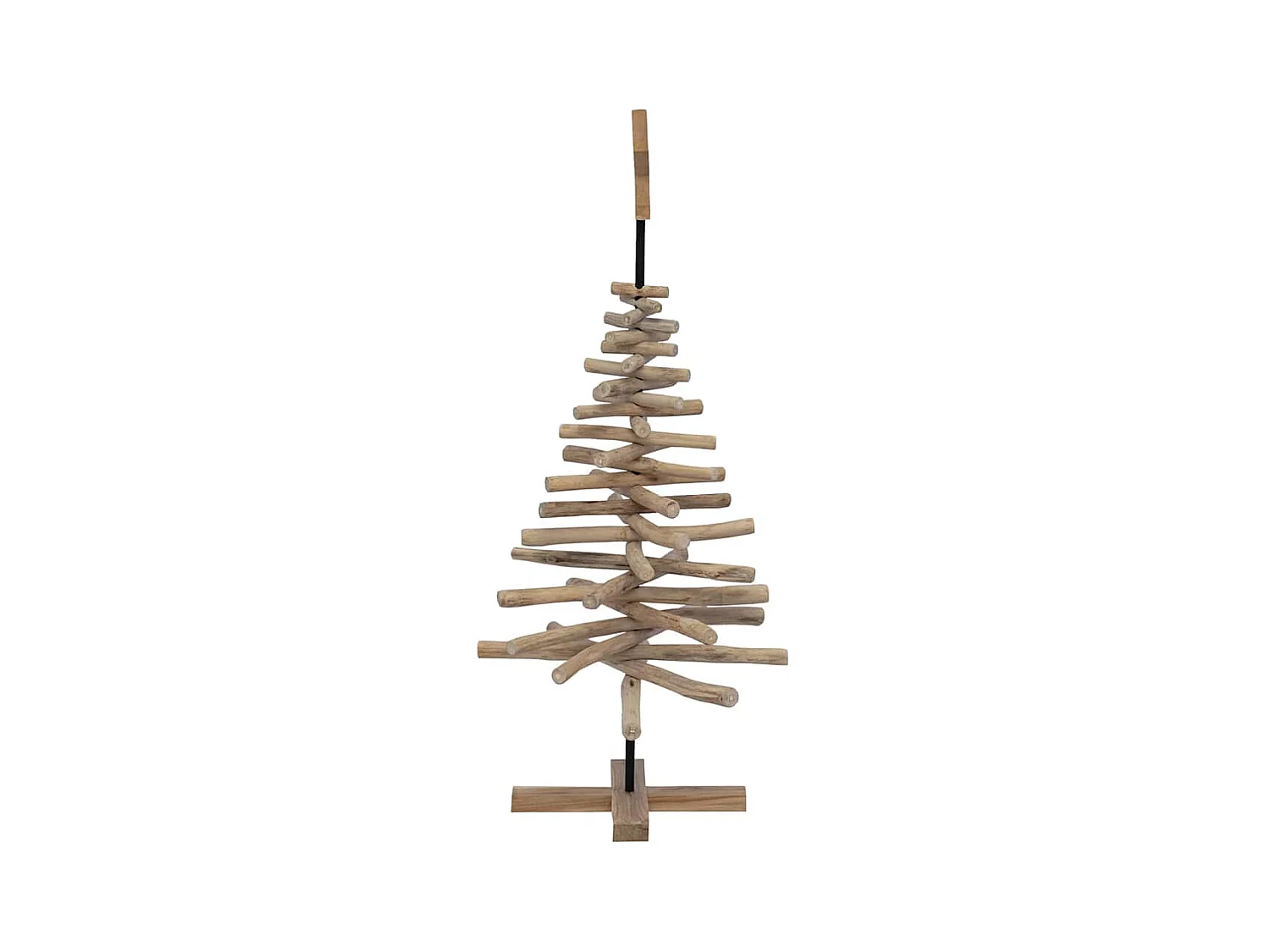 Sapin de Noël avec support Marron 120 cm Bois de teck solide