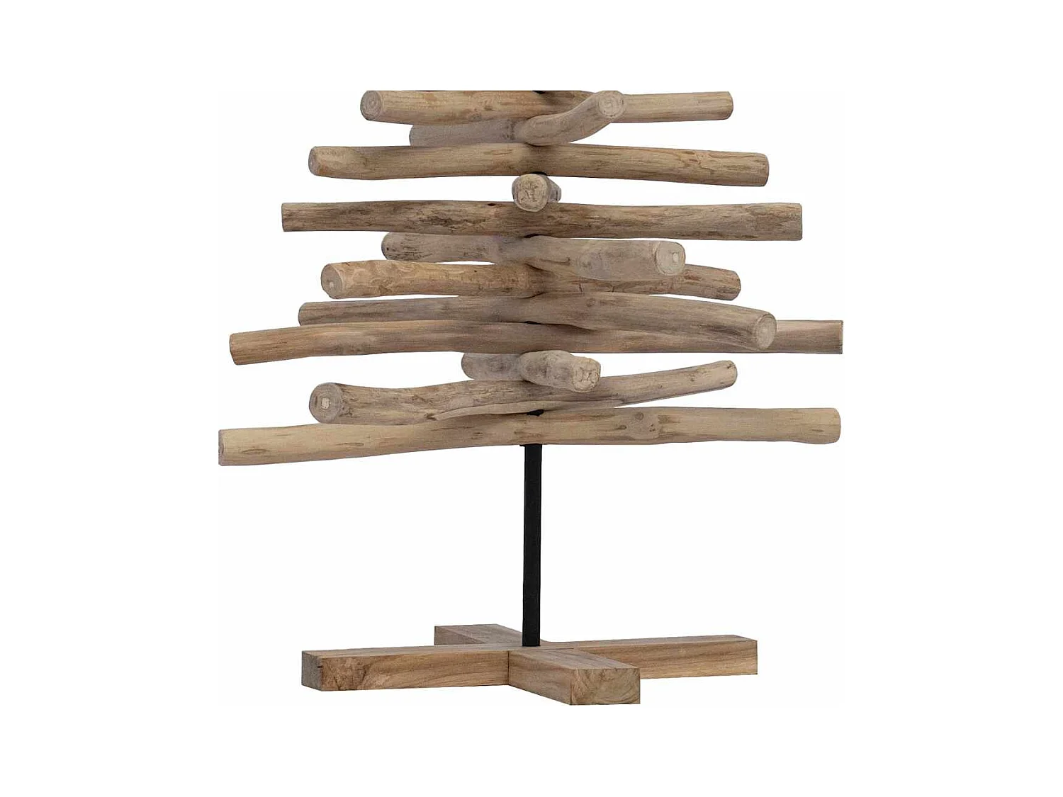 Sapin de Noël avec support Marron 120 cm Bois de teck solide