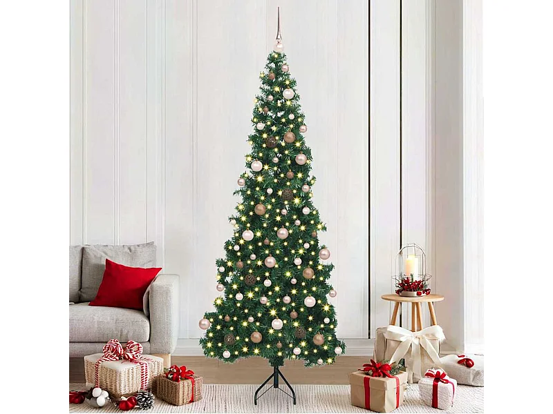 Arbre de Noël artificiel d'angle Vert 210 cm PVC et métal