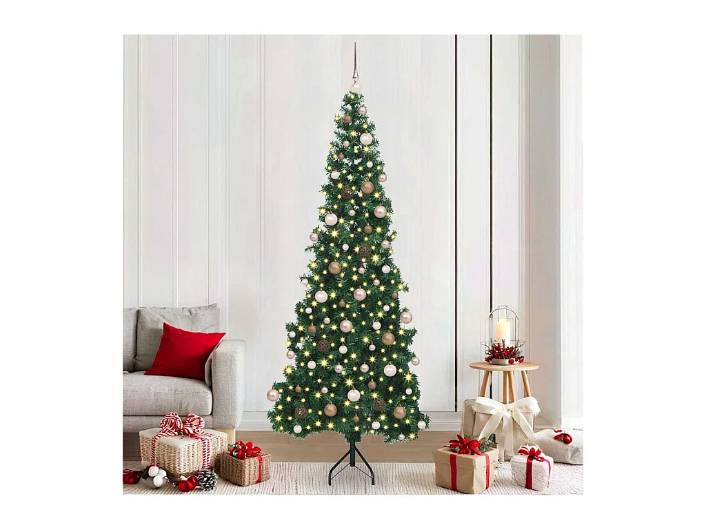 Árbol de Navidad Artificial de Esquina Verde 210 cm PVC y Metal