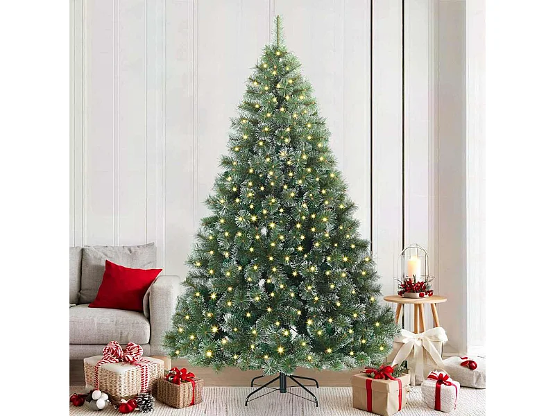 Kunstkerstboom met 300 LED met standaard Groen 210 cm PE en PVC