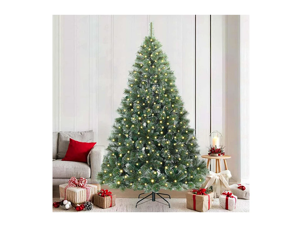Kunstkerstboom met 300 LED met standaard Groen 210 cm PE en PVC