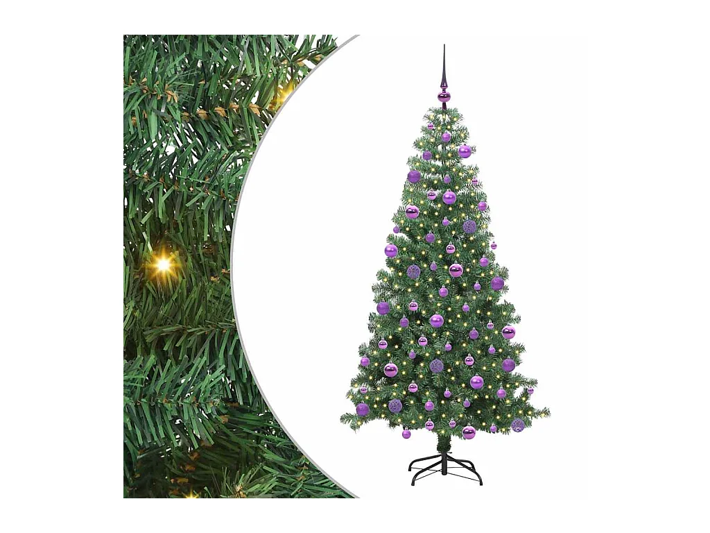 Sapin de Noël avec 300 LED avec support Vert 240 cm PVC