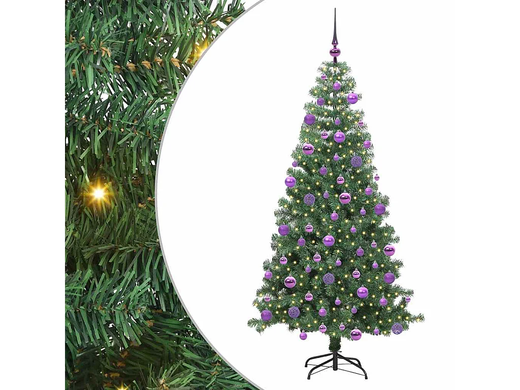 Sapin de Noël avec 300 LED avec support Vert 240 cm PVC