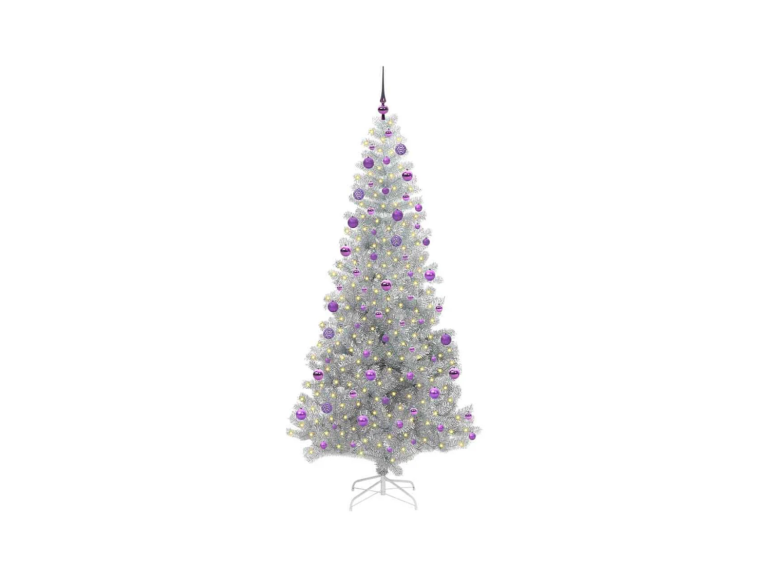 Árbol de Navidad con 300 LED con soporte Plateado 210 cm PET