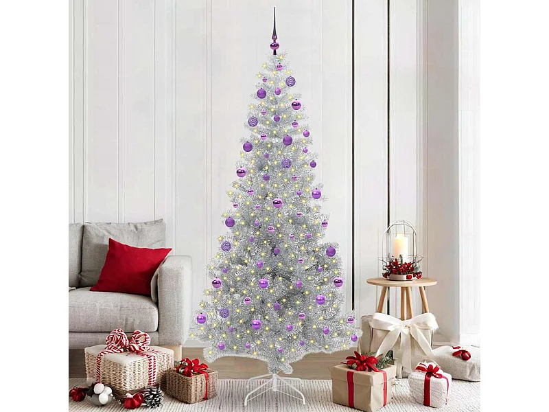 Kerstboom met 300 LED met standaard Zilver 210 cm PET