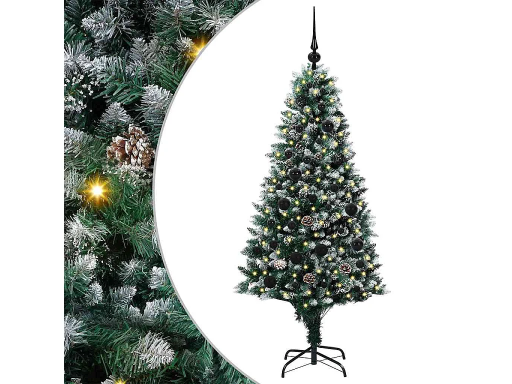 Kunstkerstboom Groen 150 cm PVC en Staal en Kunststof