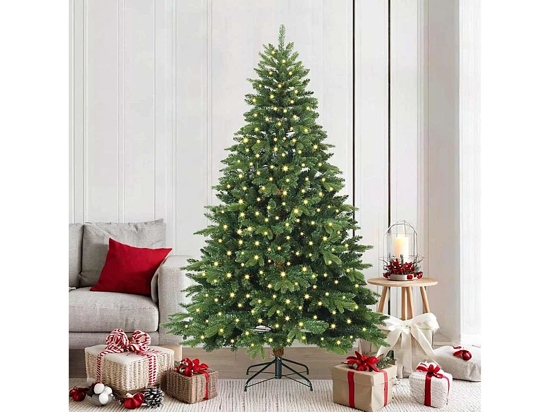 Kunstkerstboom met 300 LED met standaard Groen 210 cm PE en PVC