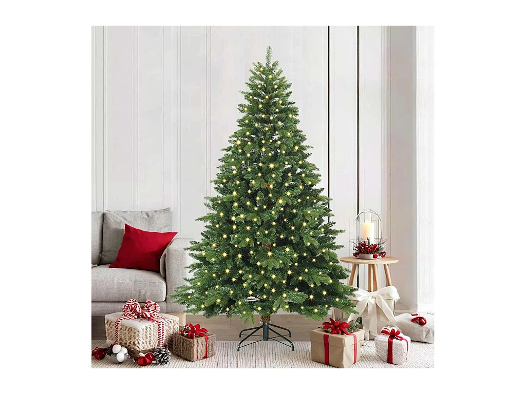 Kunstkerstboom met 300 LED met standaard Groen 210 cm PE en PVC