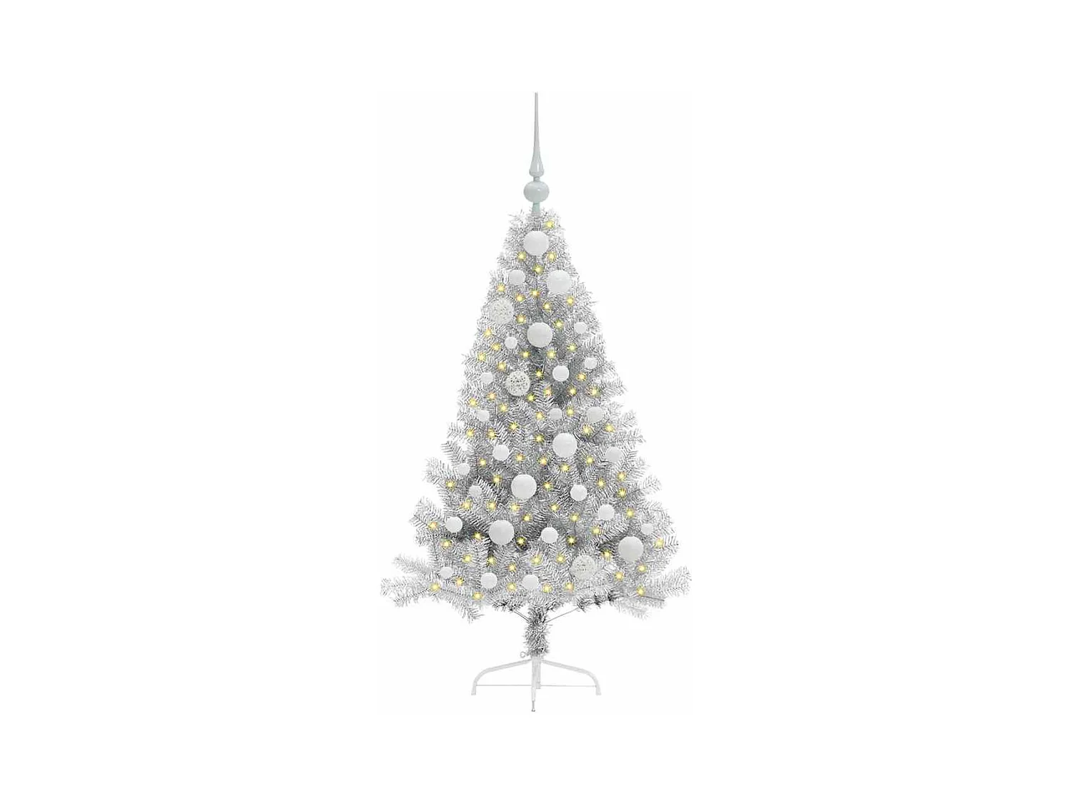 Árbol de Navidad Artificial Preiluminado Plateado 120 cm PET