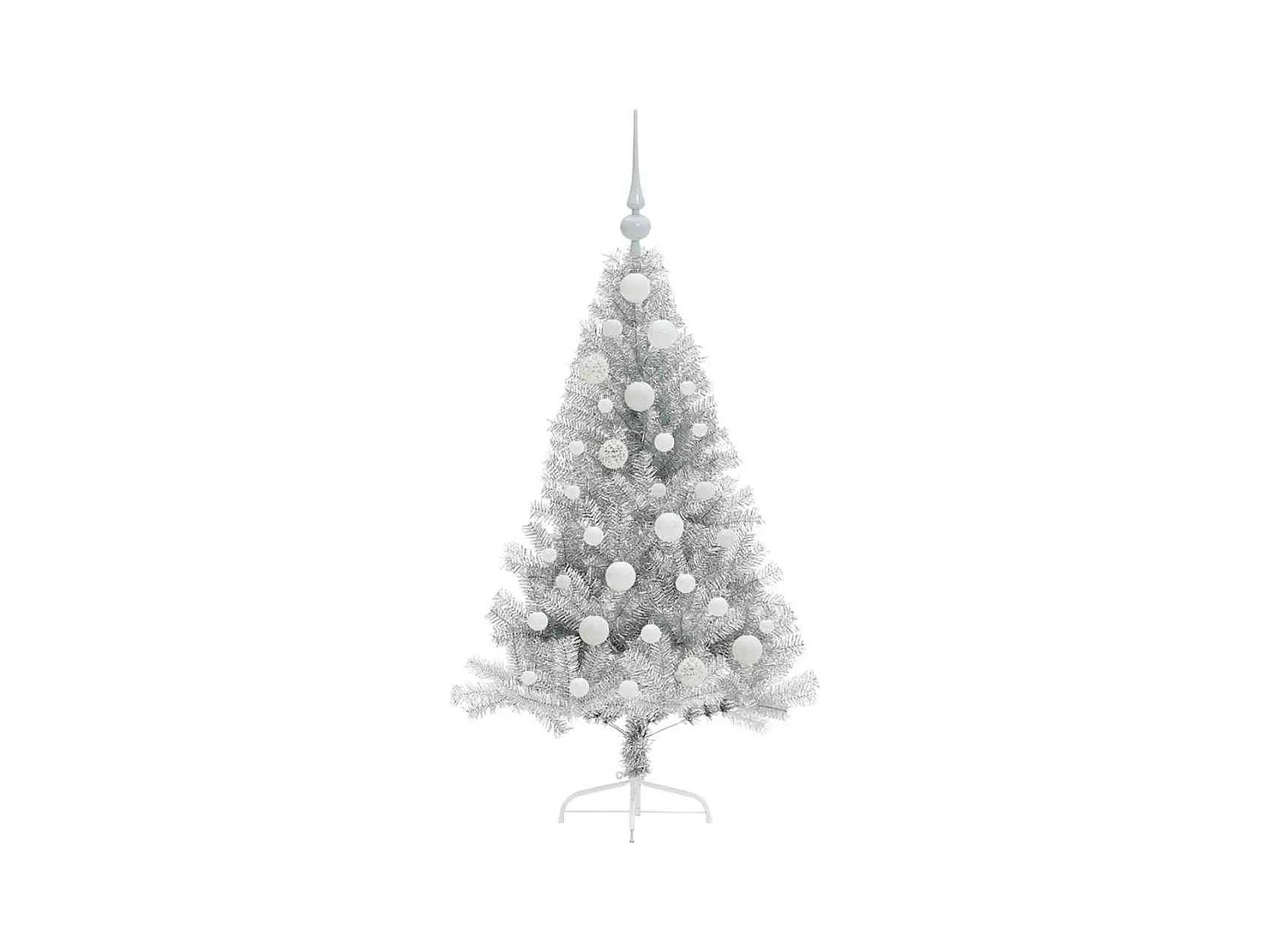 Árbol de Navidad Artificial Preiluminado Plateado 120 cm PET