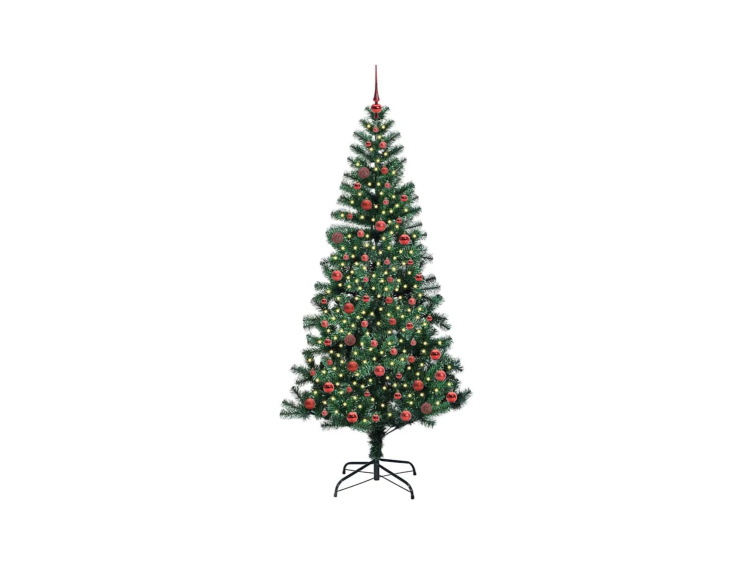 Sapin de Noël artificiel pré-éclairé Vert 210 cm PVC et métal