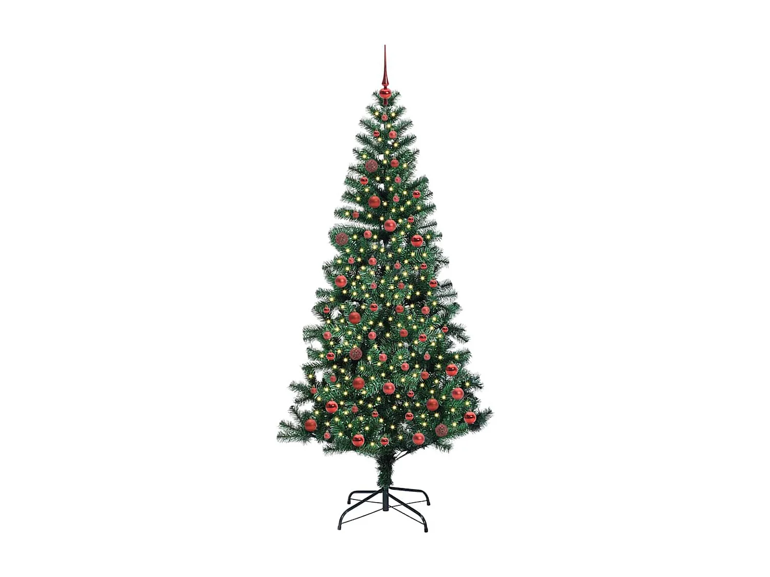Sapin de Noël artificiel pré-éclairé Vert 210 cm PVC et métal