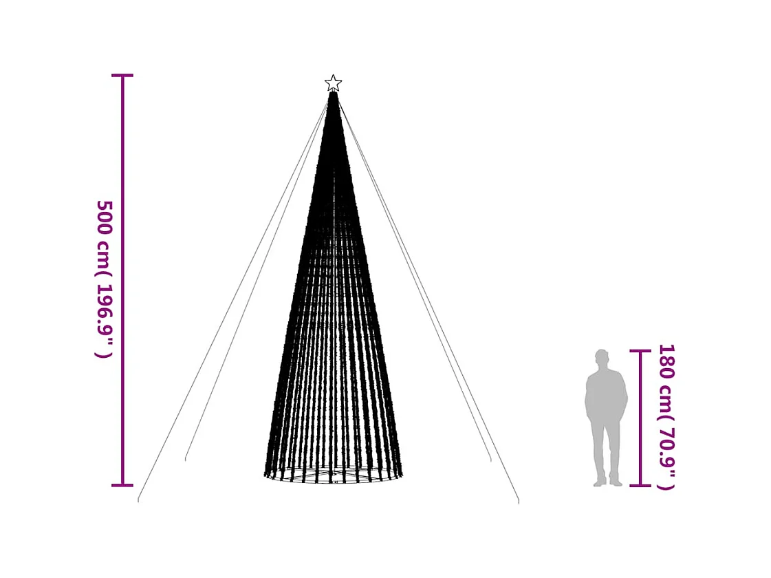 Sapin de Noël à LED 1544 LED blanc froid 500 cm