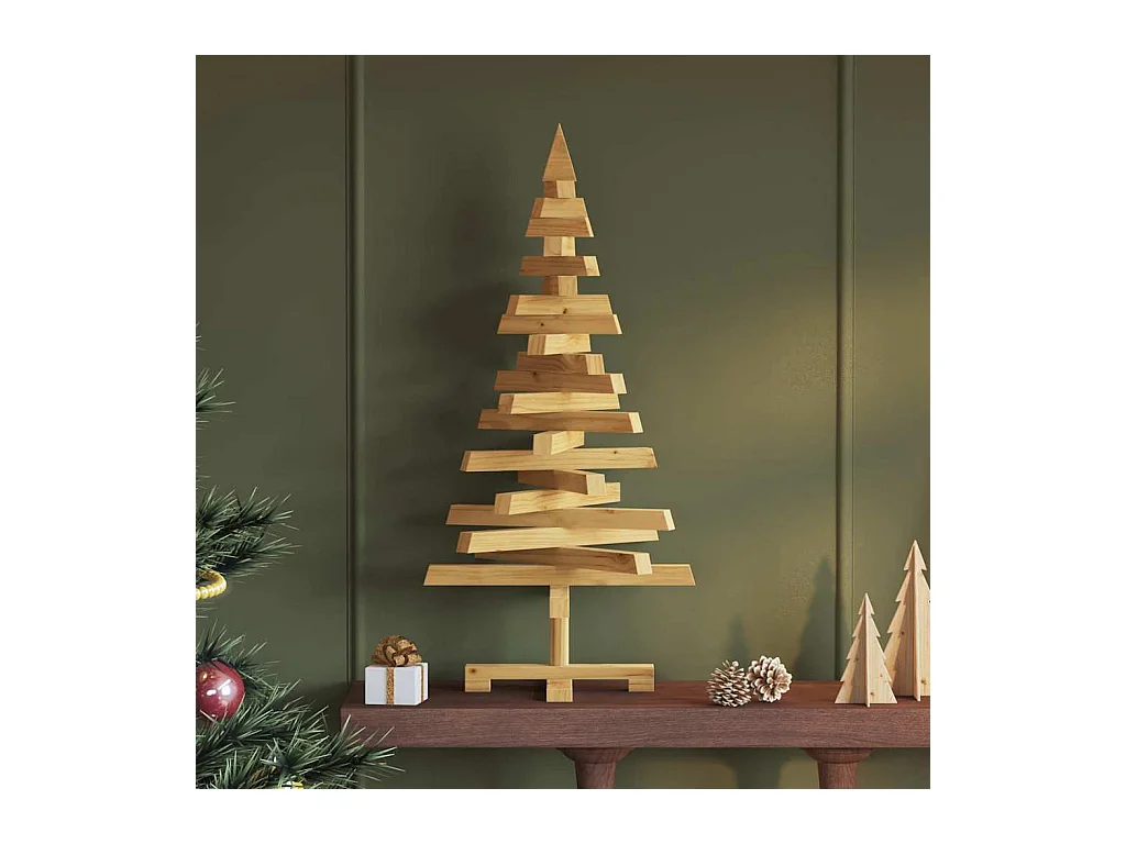 Arbres de Noël avec support Marron 90 cm Bois massif en pin