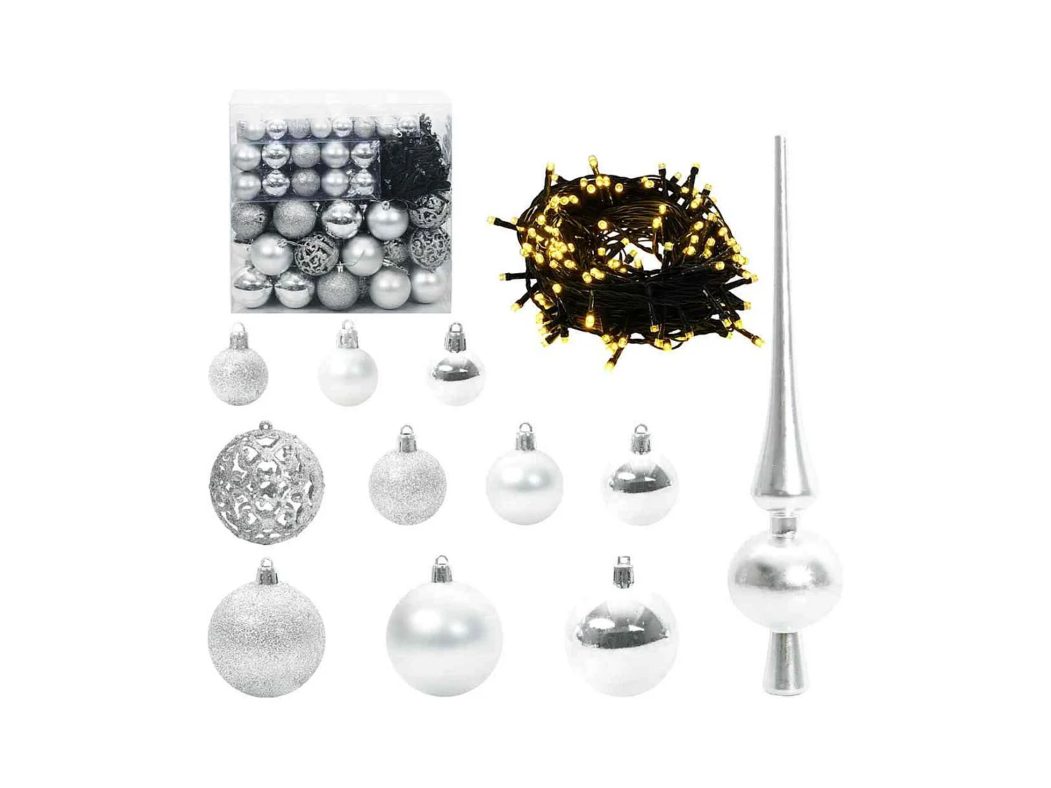 Arbre de Noël artificiel pré-éclairé avec ensemble de boules