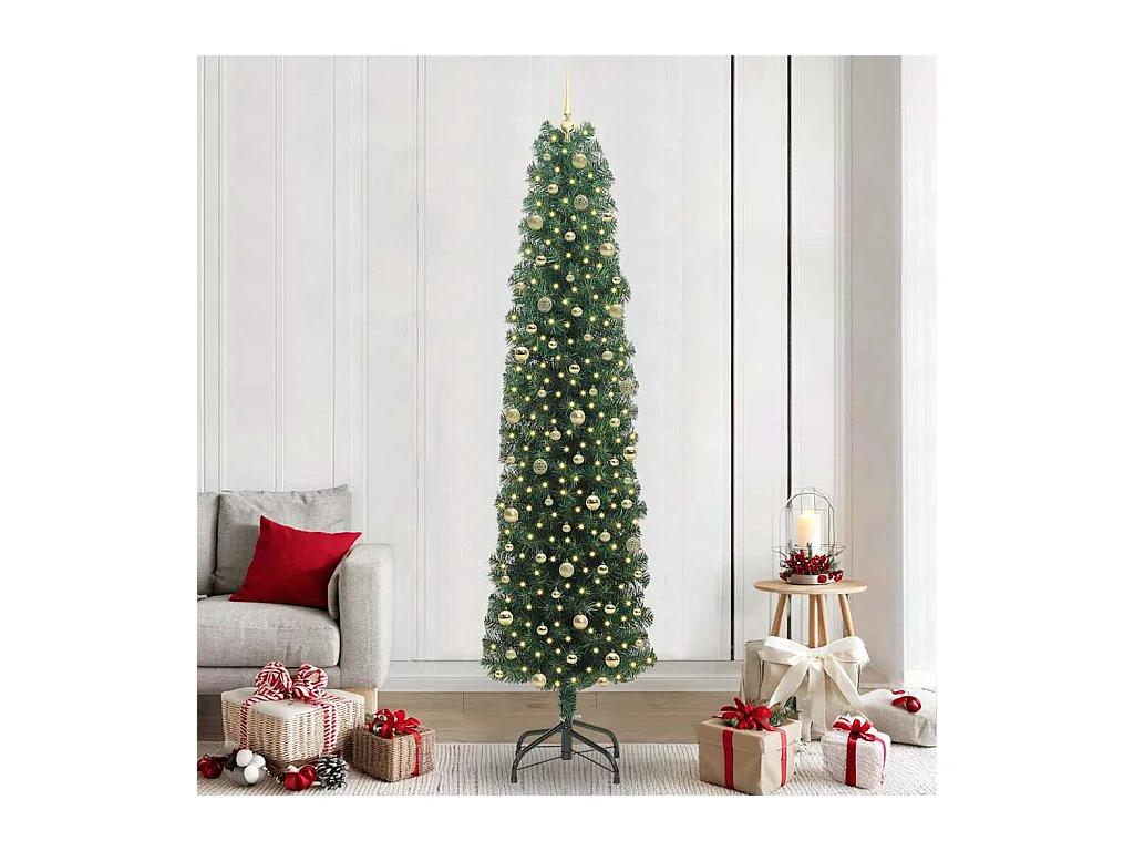 Árvore de Natal Artificial Verde 240 cm PVC e Aço e Plástico